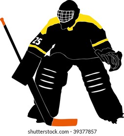 ice hockey player silhouette with racket