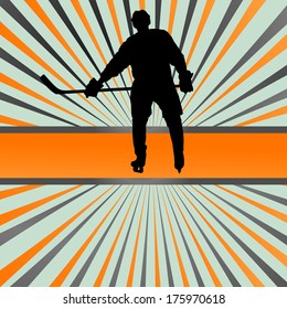 Ice hockey player silhouette sport abstract vector background concept
