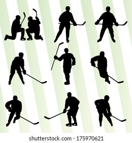 Ice hockey player silhouette sport abstract vector background concept