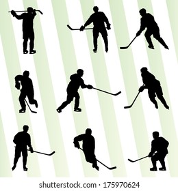 Ice hockey player silhouette sport abstract vector background concept