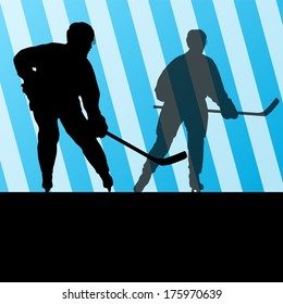 Ice hockey player silhouette sport abstract vector background concept