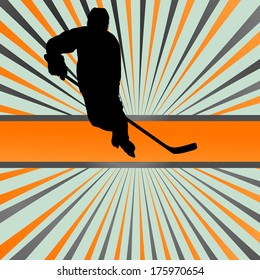 Ice hockey player silhouette sport abstract vector background concept