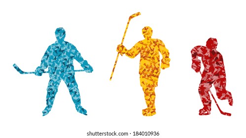 Ice hockey player silhouette sport abstract vector background