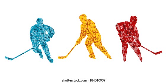 Ice hockey player silhouette sport abstract vector background