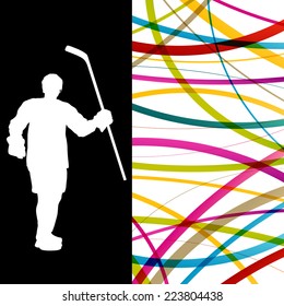 Ice hockey player silhouette sport abstract vector background concept