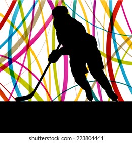 Ice hockey player silhouette sport abstract vector background concept
