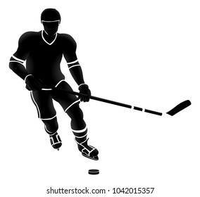 An ice hockey player silhouette sports illustration