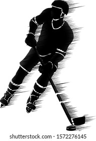 An ice hockey player silhouette sports illustration concept