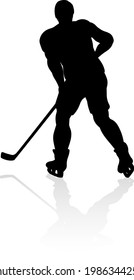 An ice hockey player silhouette sports illustration