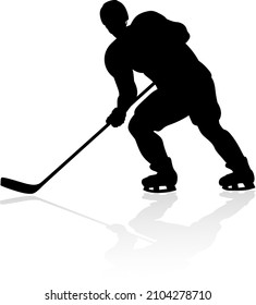 An ice hockey player silhouette sports illustration