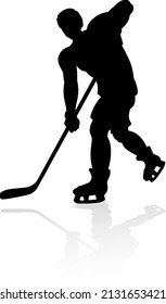 An ice hockey player silhouette sports illustration