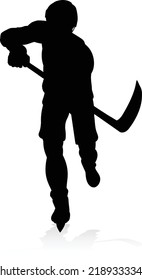 An ice hockey player silhouette sports illustration