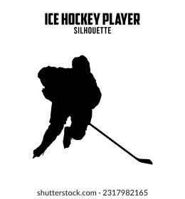 Ice Hockey Player Silhouette vector stock illustration, ice hockey silhoutte 07