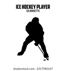 Ice Hockey Player Silhouette vector stock illustration, ice hockey silhoutte 02