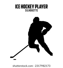 Ice Hockey Player Silhouette vector stock illustration, ice hockey silhoutte 05