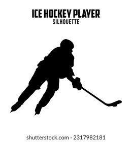 Ice Hockey Player Silhouette vector stock illustration, ice hockey silhoutte 10