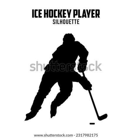 Ice Hockey Player Silhouette vector stock illustration, ice hockey silhoutte 02