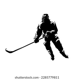 logotipo de las siluetas del jugador de hockey sobre hielo con fondo blanco