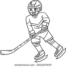 Ice Hockey Player Skating Isolated Coloring Page