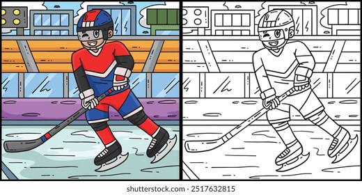 Ice Hockey Player Skating Through Illustration