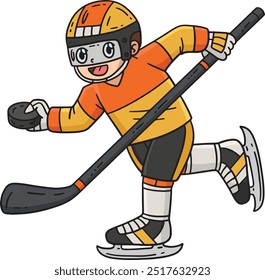 Ice Hockey Player Hockey Stick And Puck Clipart