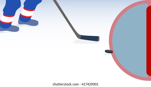 Ice Hockey Player with Stick and Puck. Vector Illustration. EPS10