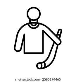 Ice Hockey Player Vector Line Icon Design