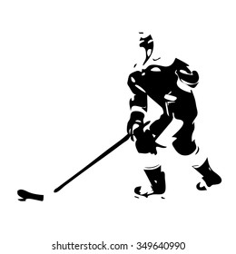 Ice hockey player. Vector silhouette