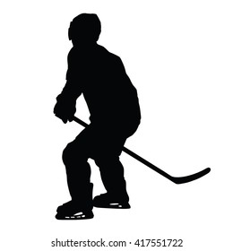 Ice hockey player vector silhouette. Skater without the puck