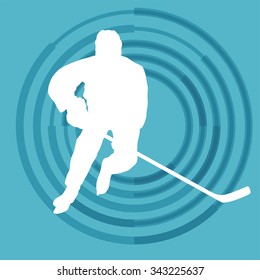 Ice hockey player in winter vector background concept