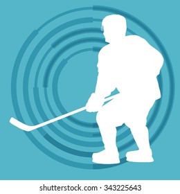Ice hockey player in winter vector background concept