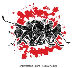 Ice Hockey players action cartoon sport graphic vector