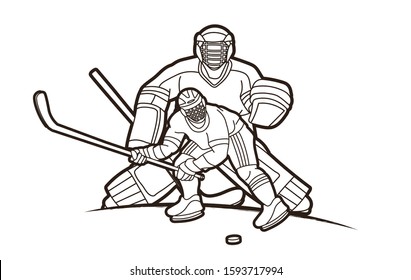 Ice Hockey players action cartoon sport graphic vector