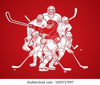 Ice Hockey players action cartoon sport graphic vector