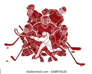 Ice Hockey Players Action Cartoon Sport Graphic Vector.