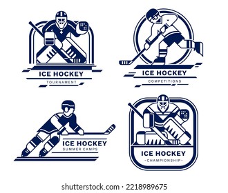 Eishockeyspieler Illustrationen Kollektionen. Vektorgrafik mit einem Farbzeichen.