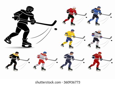 ice hockey players in the national jersey. color sketch and white background 