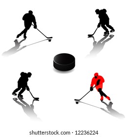 Ice hockey players (silhouette)