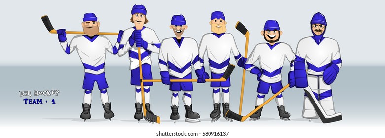 ice hockey players team standing posing