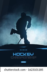 Ice Hockey poster with player and Stick