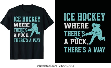 Ice hockey puck and broken stick t-shirt print vector template. Ice hockey t-shirt design Vector, Hockey, typography, vector, graphic, illustration, t-shirt design custom design mockup