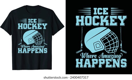 Ice hockey puck and broken stick t-shirt print vector template. Ice hockey t-shirt design Vector, Hockey, typography, vector, graphic, illustration, t-shirt design custom design mockup