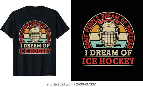 Eishockeypuck und gebrochener Stock T-Shirt-Druck Vektorvorlage. Eis Hockey T-Shirt Design Vector, Hockey, Typografie, Vektorgrafik, Grafik, Illustration, T-Shirt Design Custom-Modell nach oben