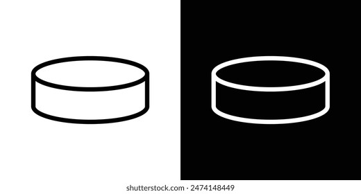 Ice hockey puck icon set. Rubber puck vector symbol. Hockey game icon.