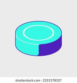 Ice hockey puck isometric vector illustration