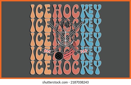 Ice Hockey, Retro Wavy SVG T-shirts.