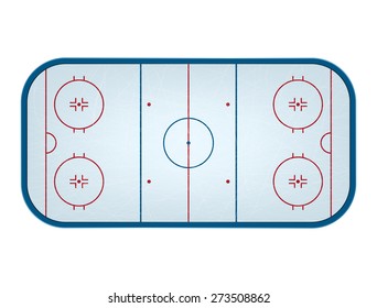 Ice Hockey Rink Isolated, Top View. Vector EPS10 Illustration. 