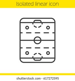 Ice hockey rink linear icon. Thin line illustration. Hockey stadium scheme contour symbol. Vector isolated outline drawing
