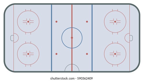 Ice Hockey Rink With Markings . Top View