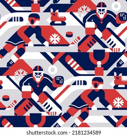 Ice hockey seamless pattern. Vector illustration.